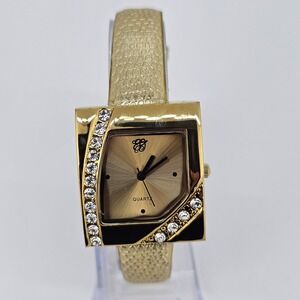 Elizabeth Taylor Women's Watch 30MM Gold Dial Gold Leather Bands New Battery